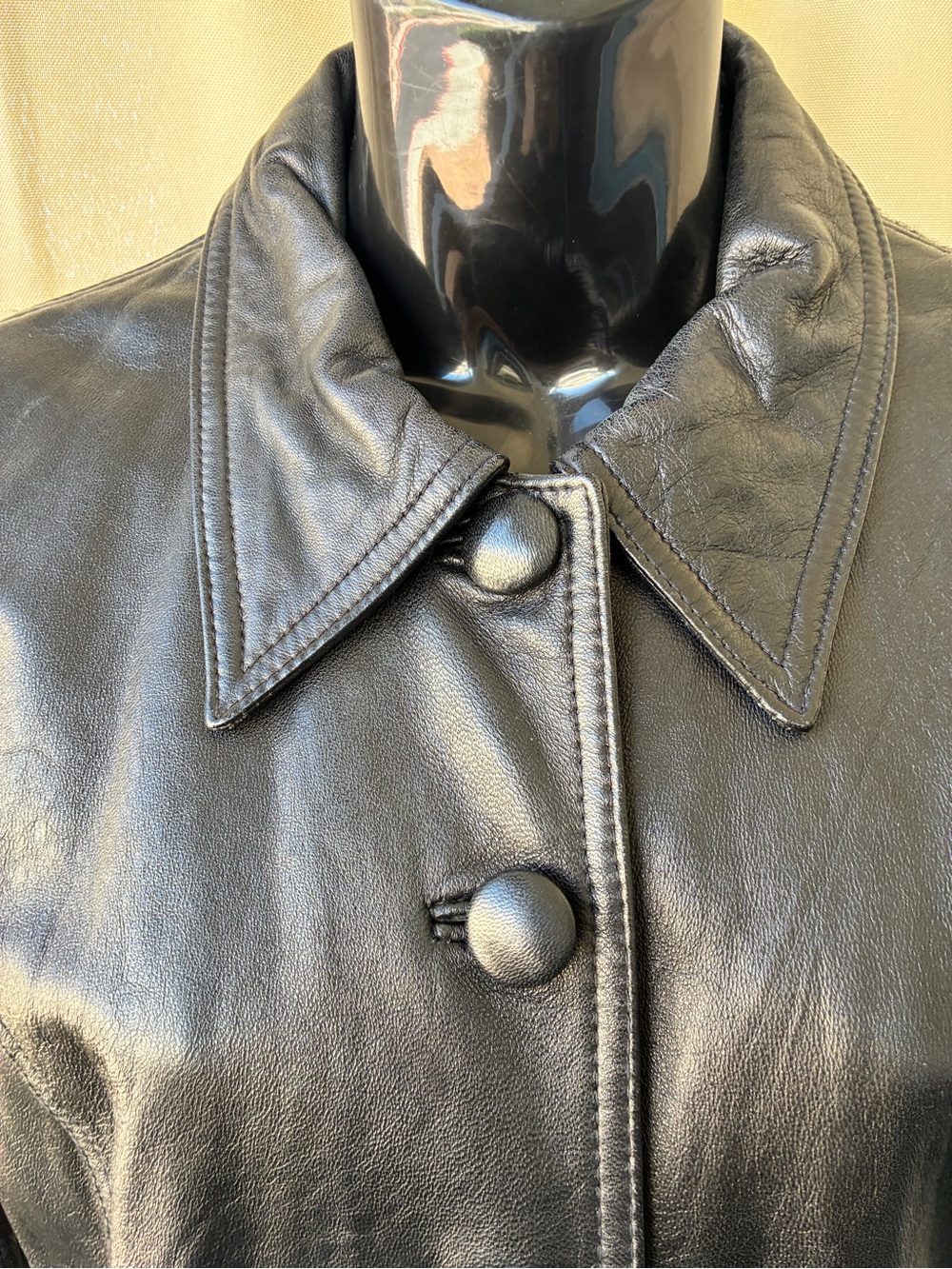 Vintage Carole Little Black Leather & Wool Sweater Jacket | Size Medium - Picture 2 of 10
